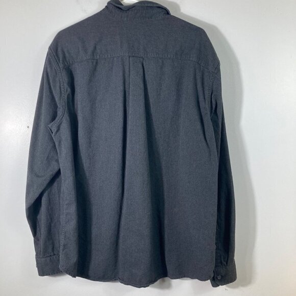 Mens Eddie Bauer Long Sleeve Button Classic Fit Brushed Cotton Shirt Charcoal XL - Picture 2 of 6
